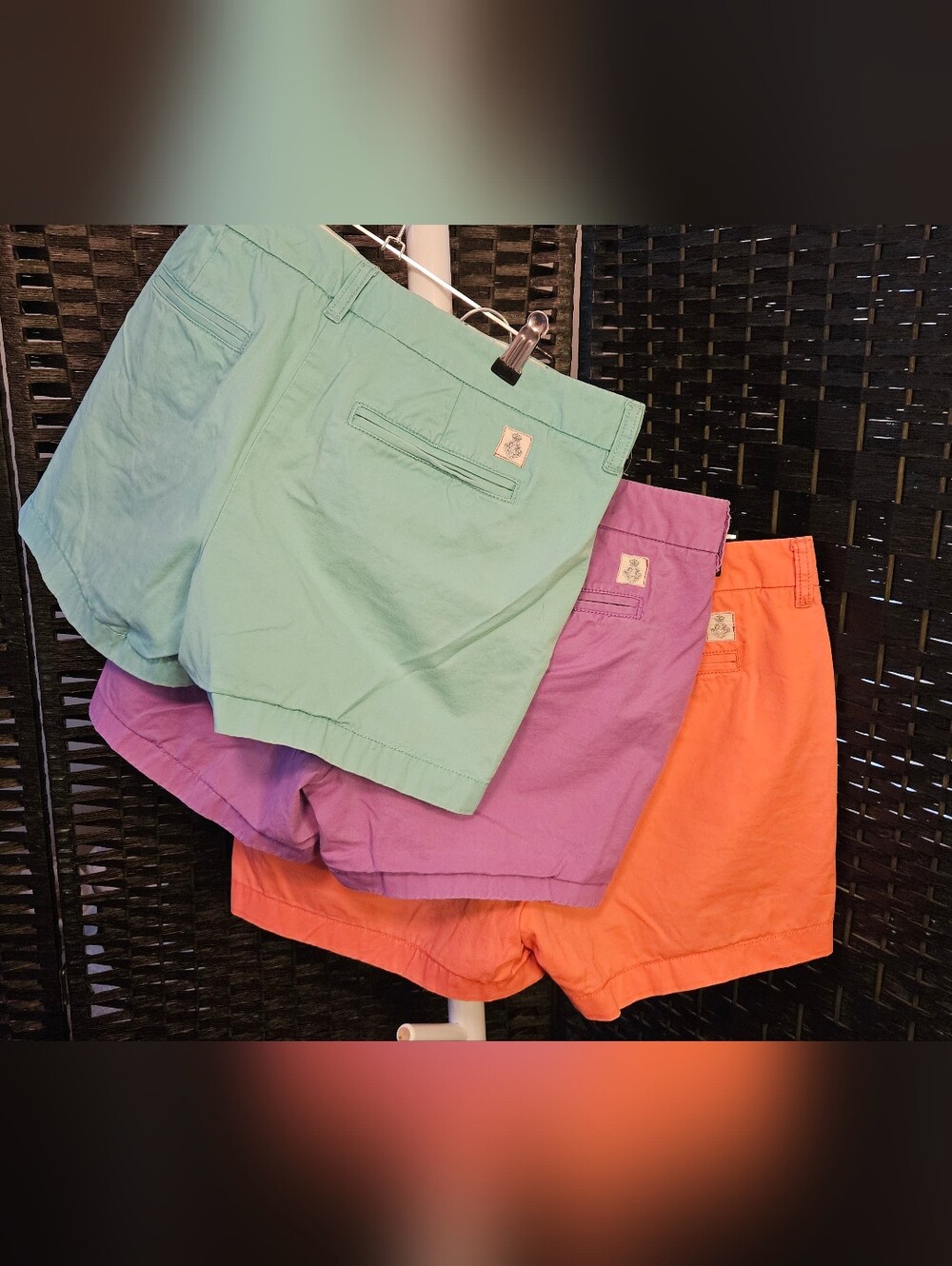 Tommy Hilfiger Women's Orange, Lavender & Mint Cotton Chino Shorts Trio - Picture 2 of 2